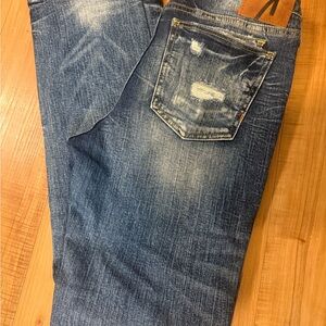 Remix by Rock Revival Blue Distressed Relaxed Straight Leg Jean size 30